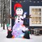 7ft Inflatable Snowman with 3 Penguin Friends – Colorful LED Light Show, Outdoor Christmas Yard Decor for Winter Festivities